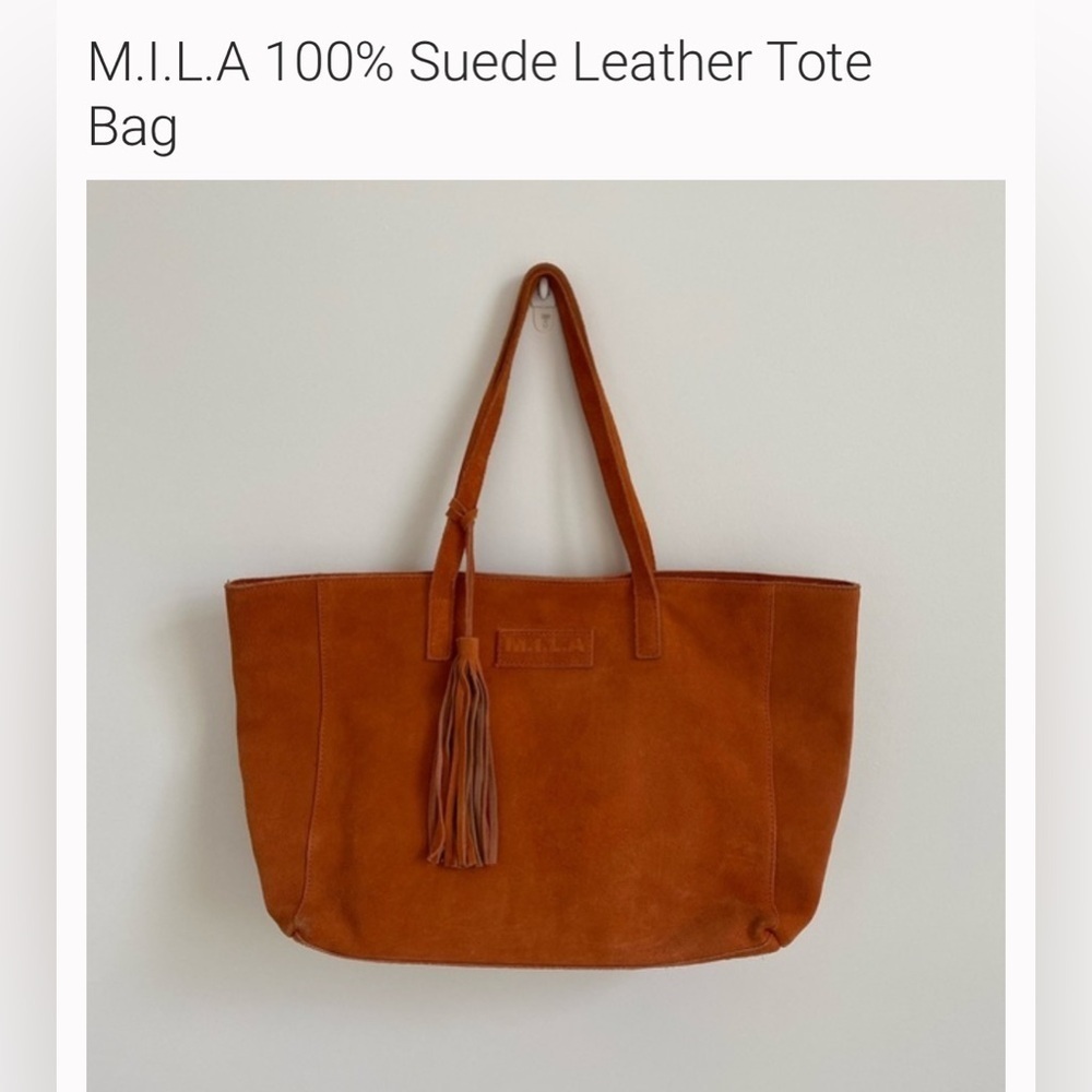 M.I.L.A Suede Western Large Shoulder Bag Lux Leather Burnt Orange Retail $650